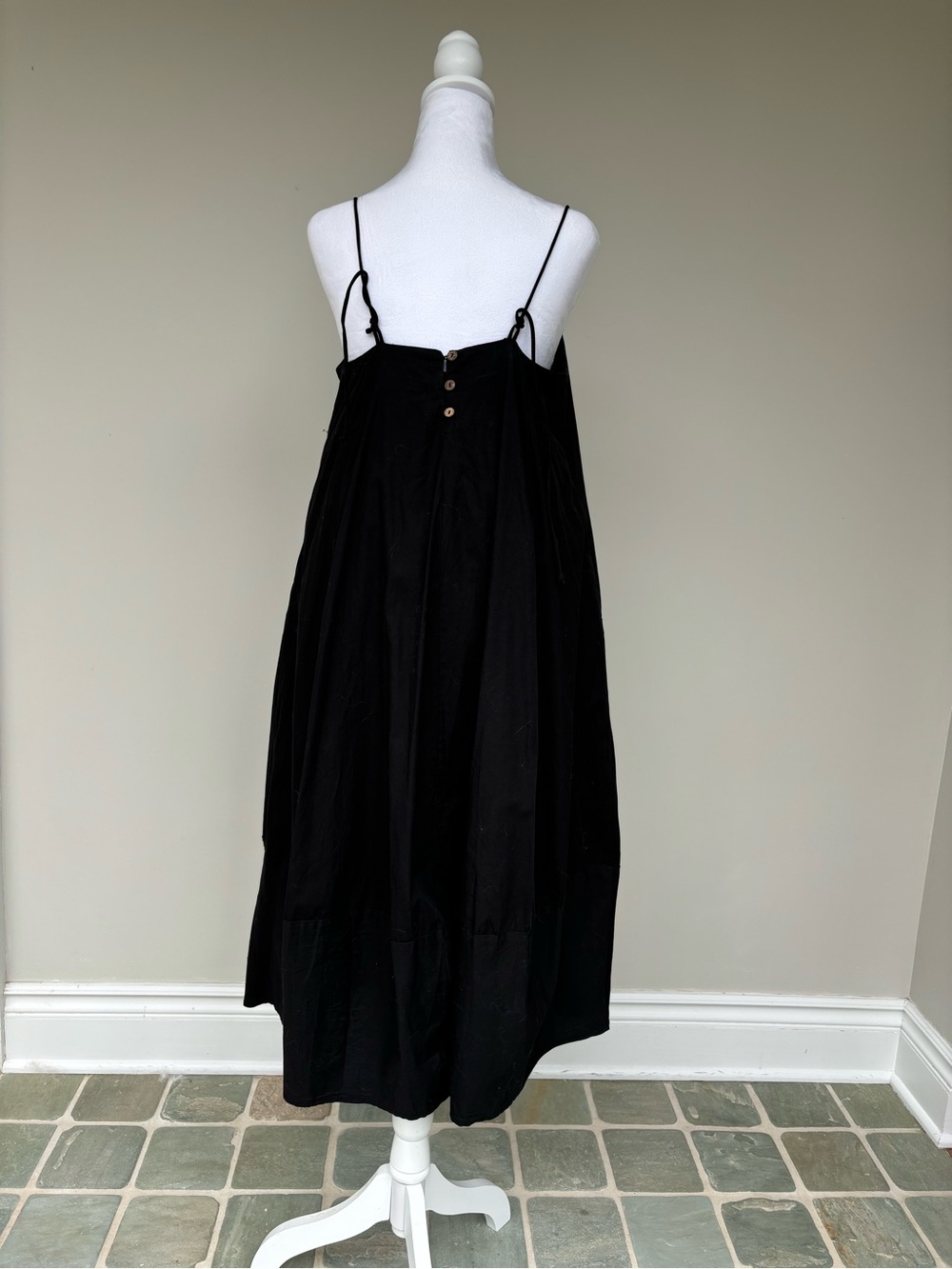 Free People Black Midi Slip Dress with Spaghetti Straps - Picture 4 of 6